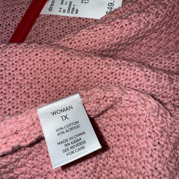 New Dressbarn pink dusty rose cardigan sweater belted sz 1X - Picture 4 of 4